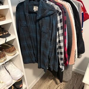 TNA Lot Plaid Hooded Shirts